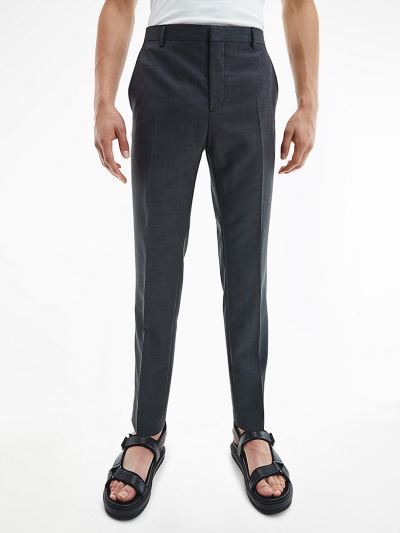 Calvin Klein Ruhák HU442521 | Calvin Klein Virgin Wool Férfi Öltöny Nadrág Sötét Szürke